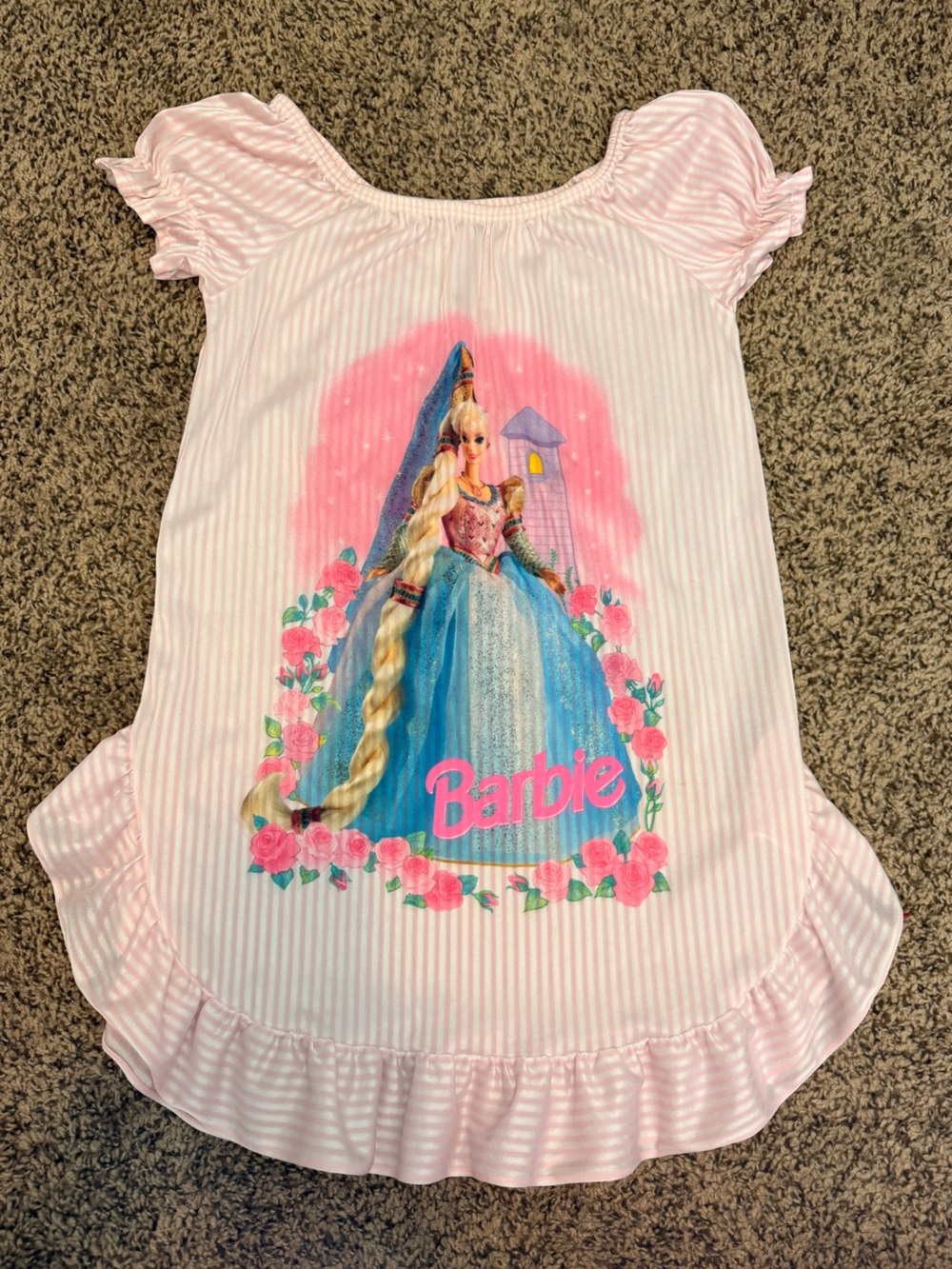 Vintage 90s Barbie Pink and Blue Princess Nightgown